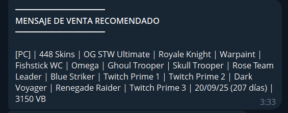 Mensaje de venta automático de Mia Checker